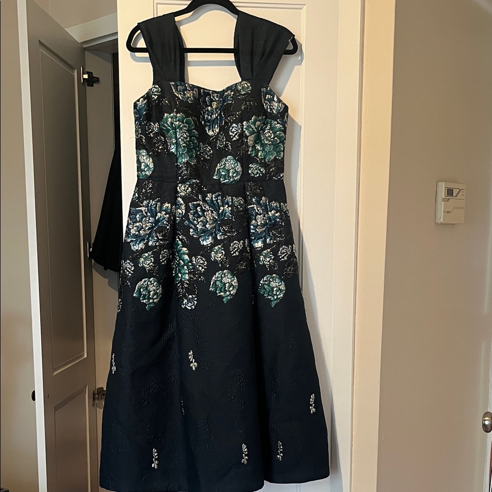 Teri Jon Navy Floral Dress
